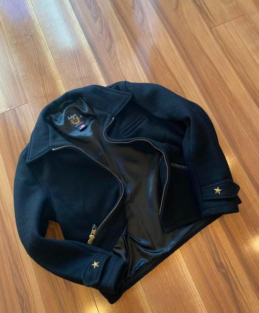 美品USA製Schottウールジャケット・36・ワンスター・ブラック・ジップ