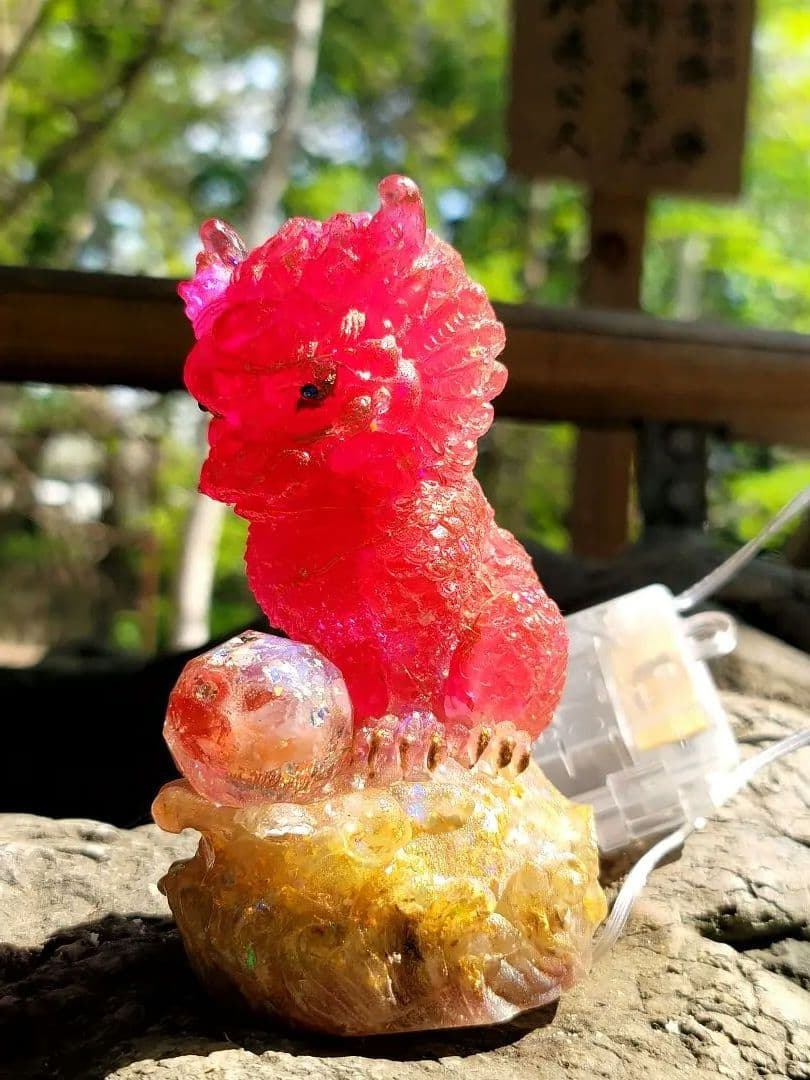 願掛け★金運と幸運の巡礼玉付きオルゴナイトライト