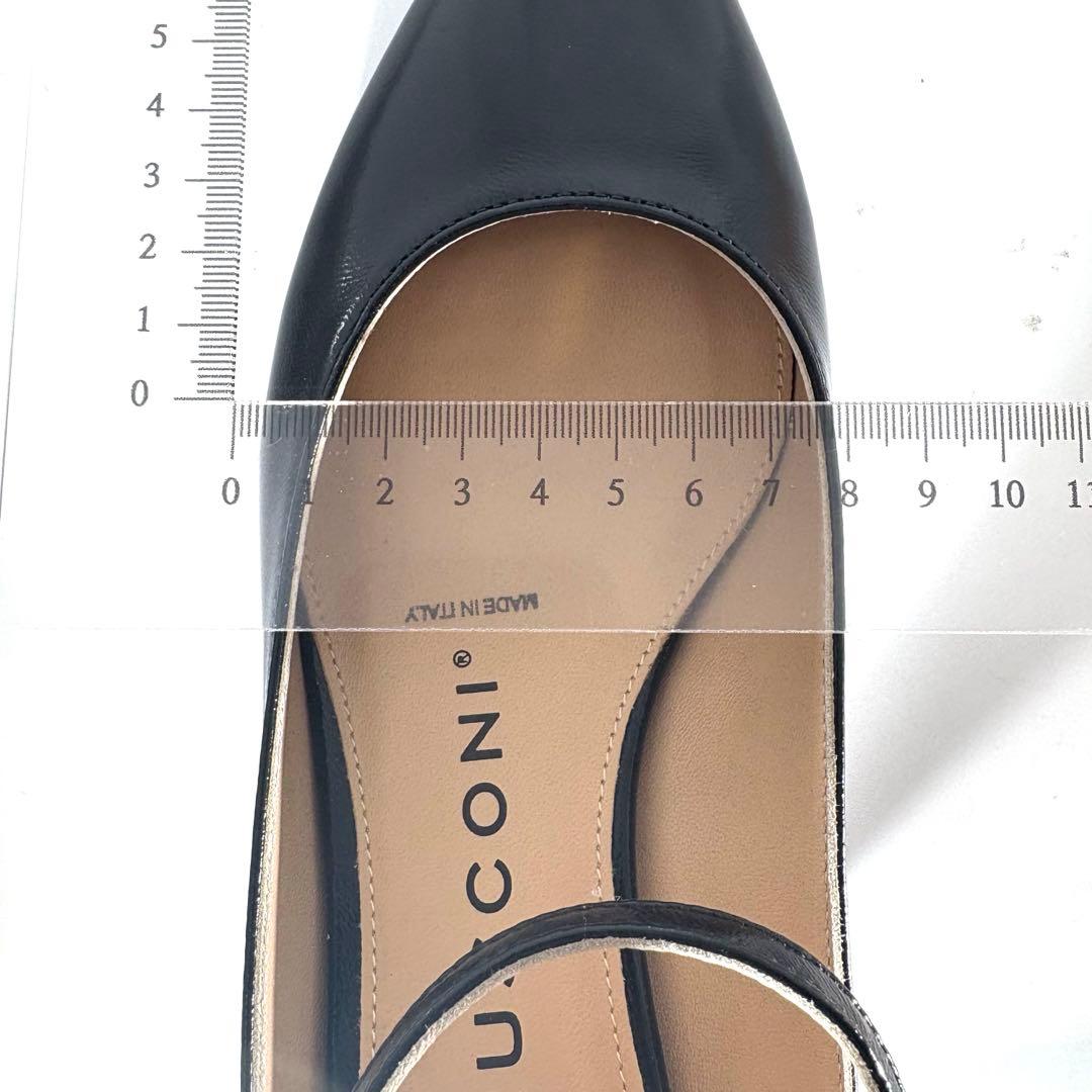 未使用級 FABIO RUSCONI ポインテッドトゥ ストラップミュール 黒