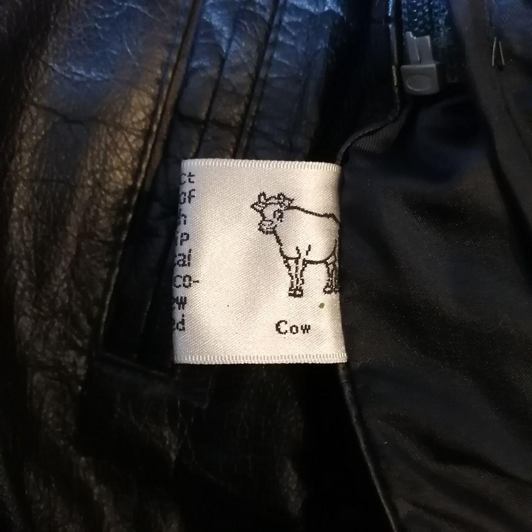 80s カウレザージャケット　ブルゾン　シングル　ライナー　ユーロ