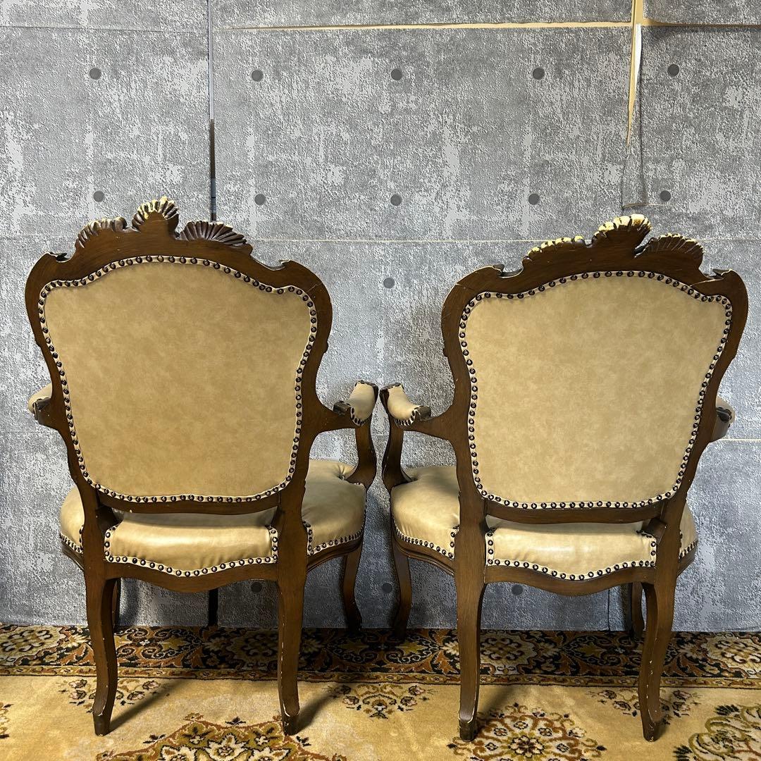 カナ5꧁クラシック家具꧂シンフォニーチェア サロン アーム 鋲打ち 猫脚