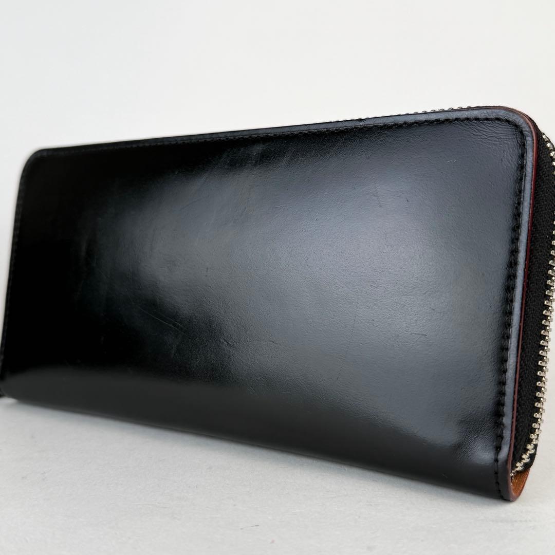 【美品】GANZO ガンゾ 長財布 ラウンドジップ コードバン レザー ブラック