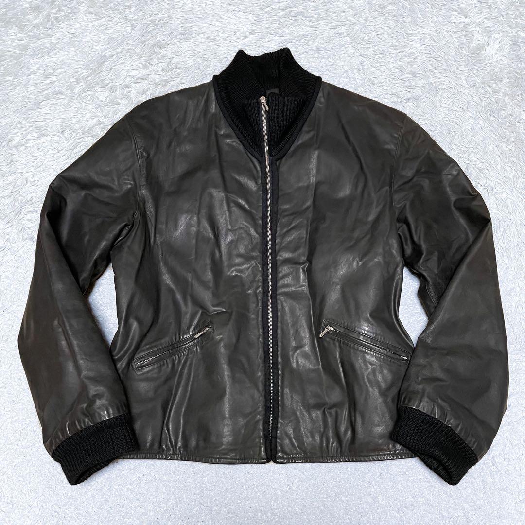 アニエスベー オム レザー ボンバー ジャケット サイズ2 実寸XL相当 黒