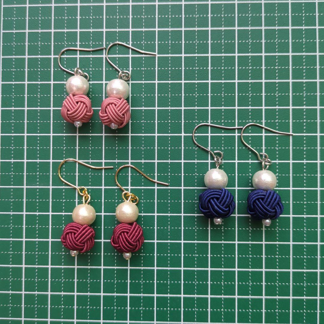 《ゆあ》玉結びピアス　水引アクセサリー