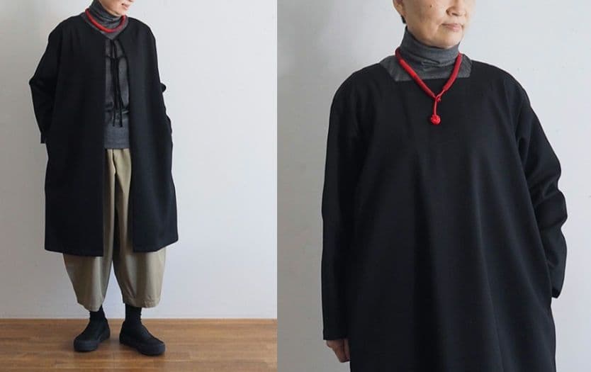 新品タグ付【aa.】 ダブルエードット 2wayコートワンピース 大橋歩 黒 S