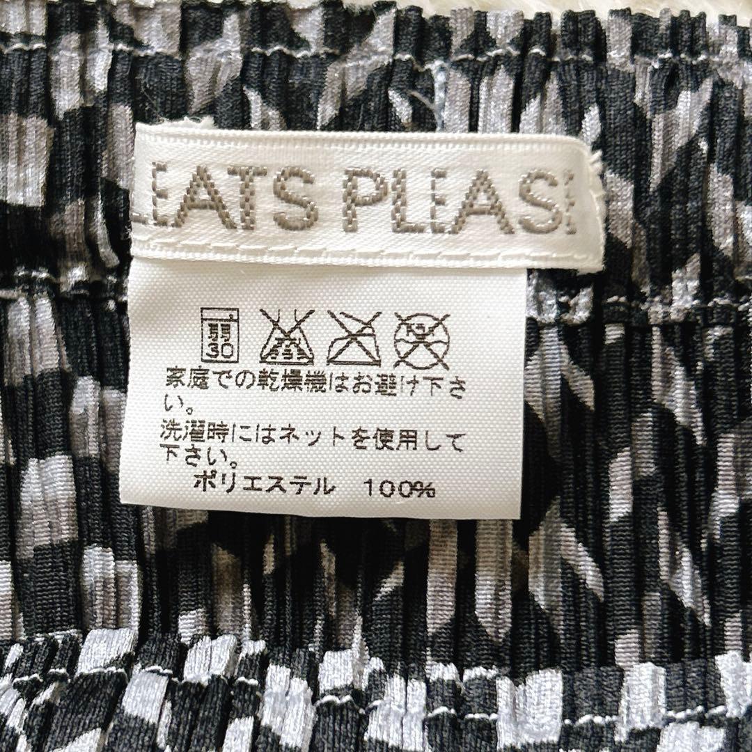 美品 プリーツプリーズ 大きめサイズ ランダムチェックスカート グレー黒 4