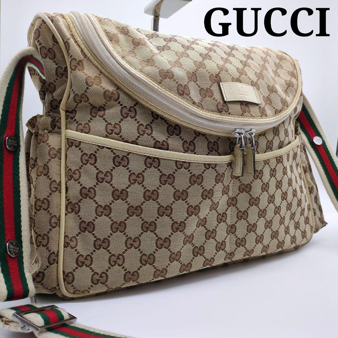 【入手困難・保存袋付】グッチ☆マザーバッグ GGキャンバス シェリーライン レア