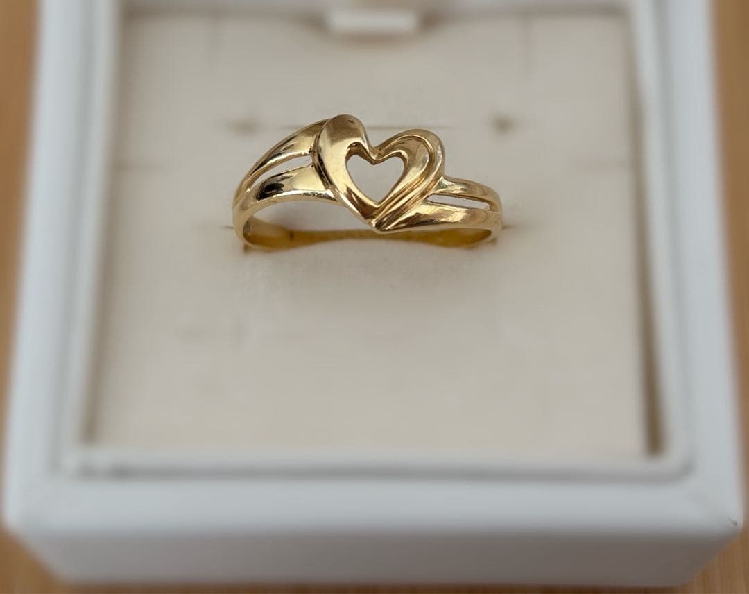 K18 18金　ハート ゴールドリング 大きめサイズ