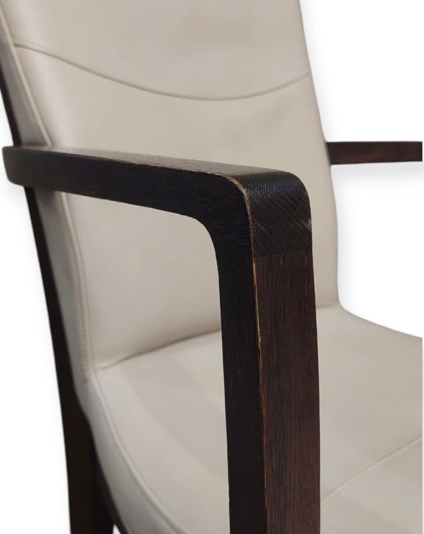 カリモク家具 アームチェア ダイニング パールホワイト 肘付椅子 本革