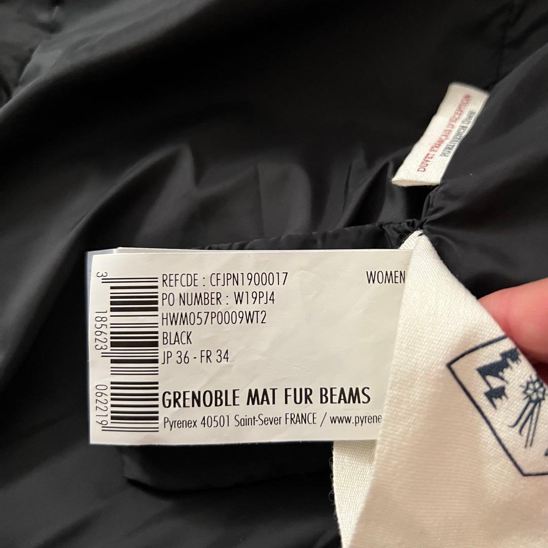 ピレネックス ダウン GRENOBLE ブラック 黒 ファー着脱可 36
