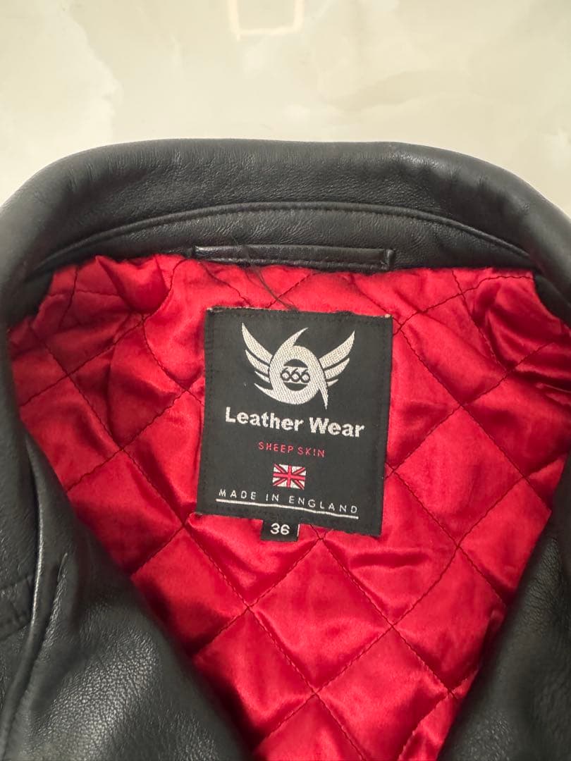 666ブラック ダブルライダースジャケット 36