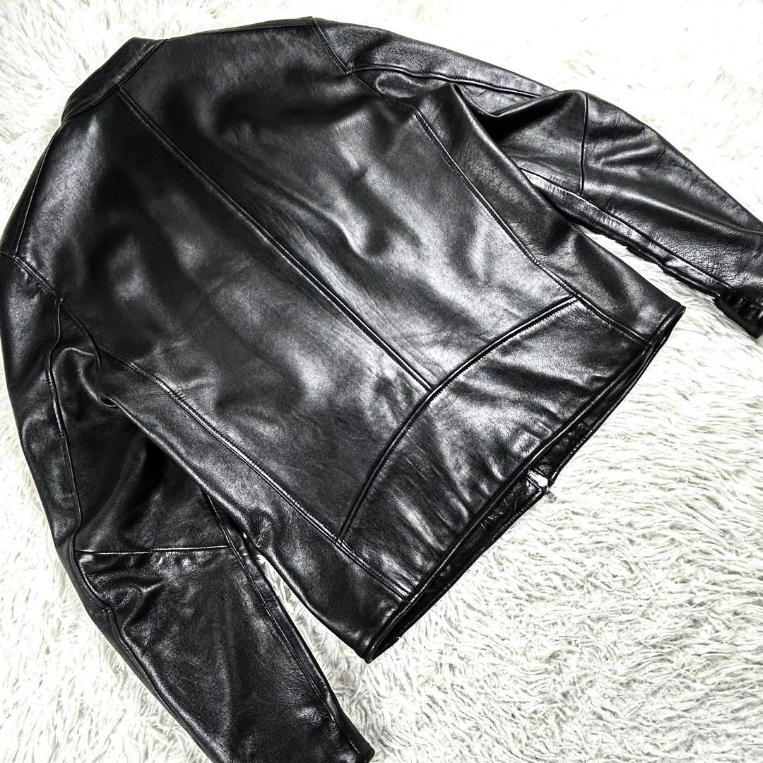 極美品 ✨ ナノユニバース シングルライダースジャケット XL 黒 羊革 秋冬