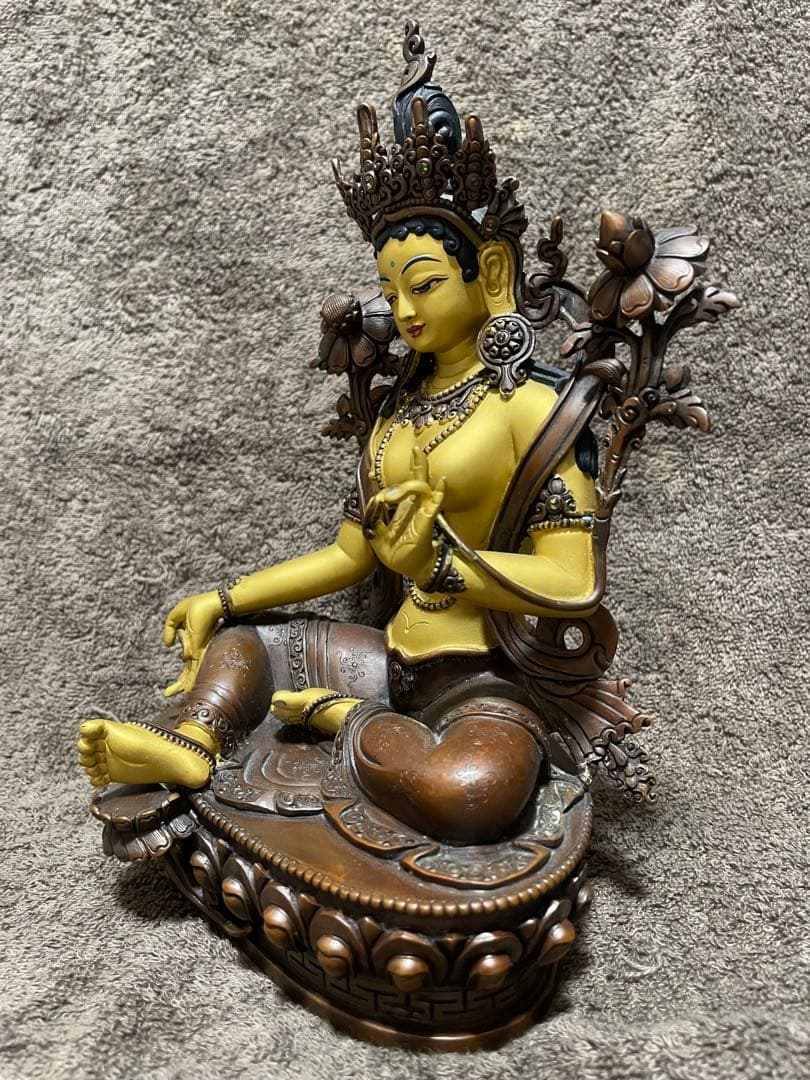 値下げしました　緑多羅菩薩 仏像 骨董