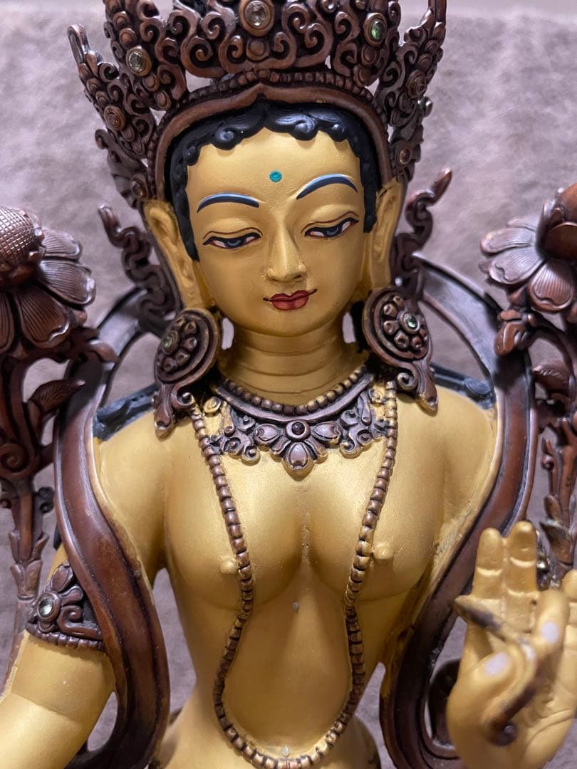 値下げしました　緑多羅菩薩 仏像 骨董