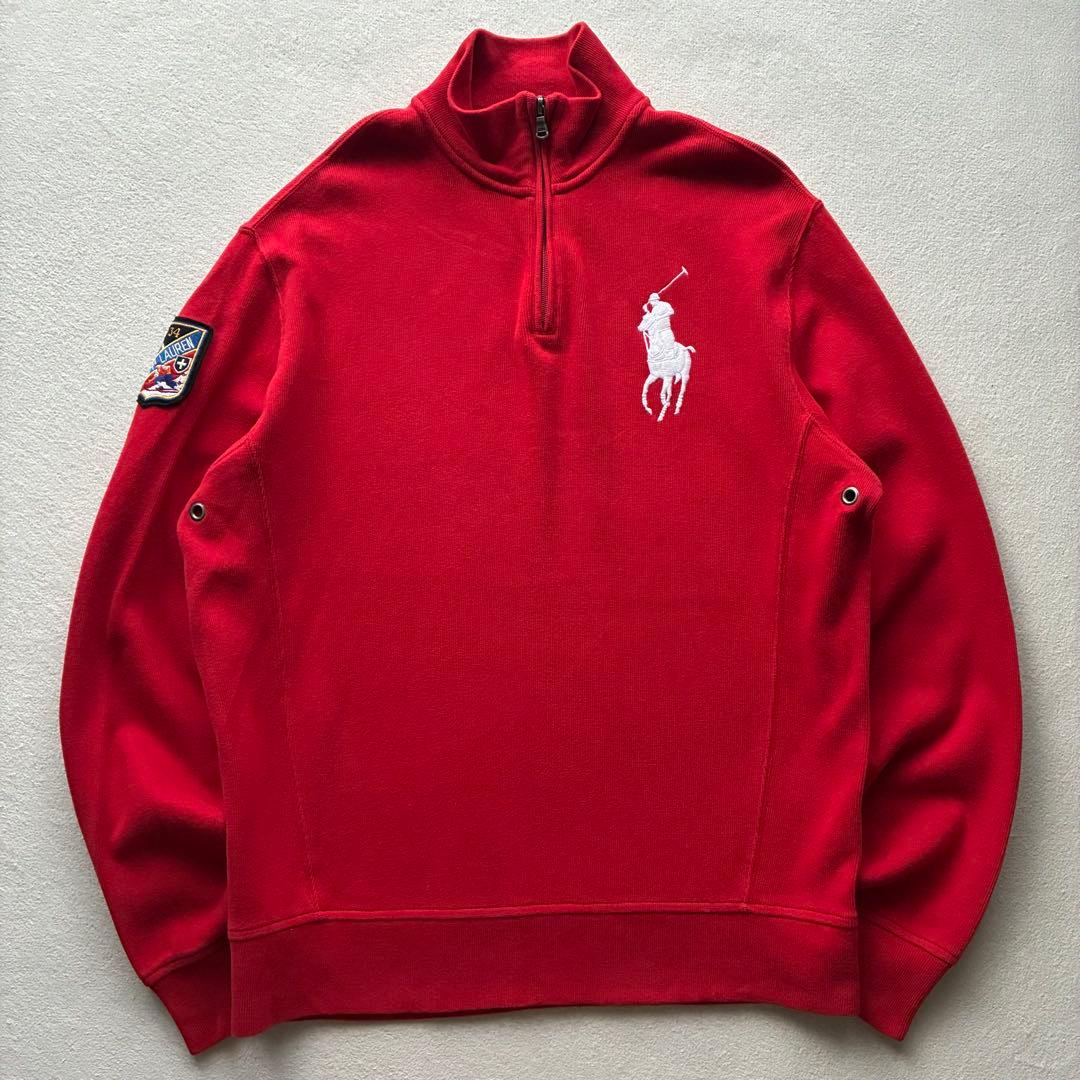【美品】ラルフローレン ハーフジップ プルオーバースウェット ビッグポニー M