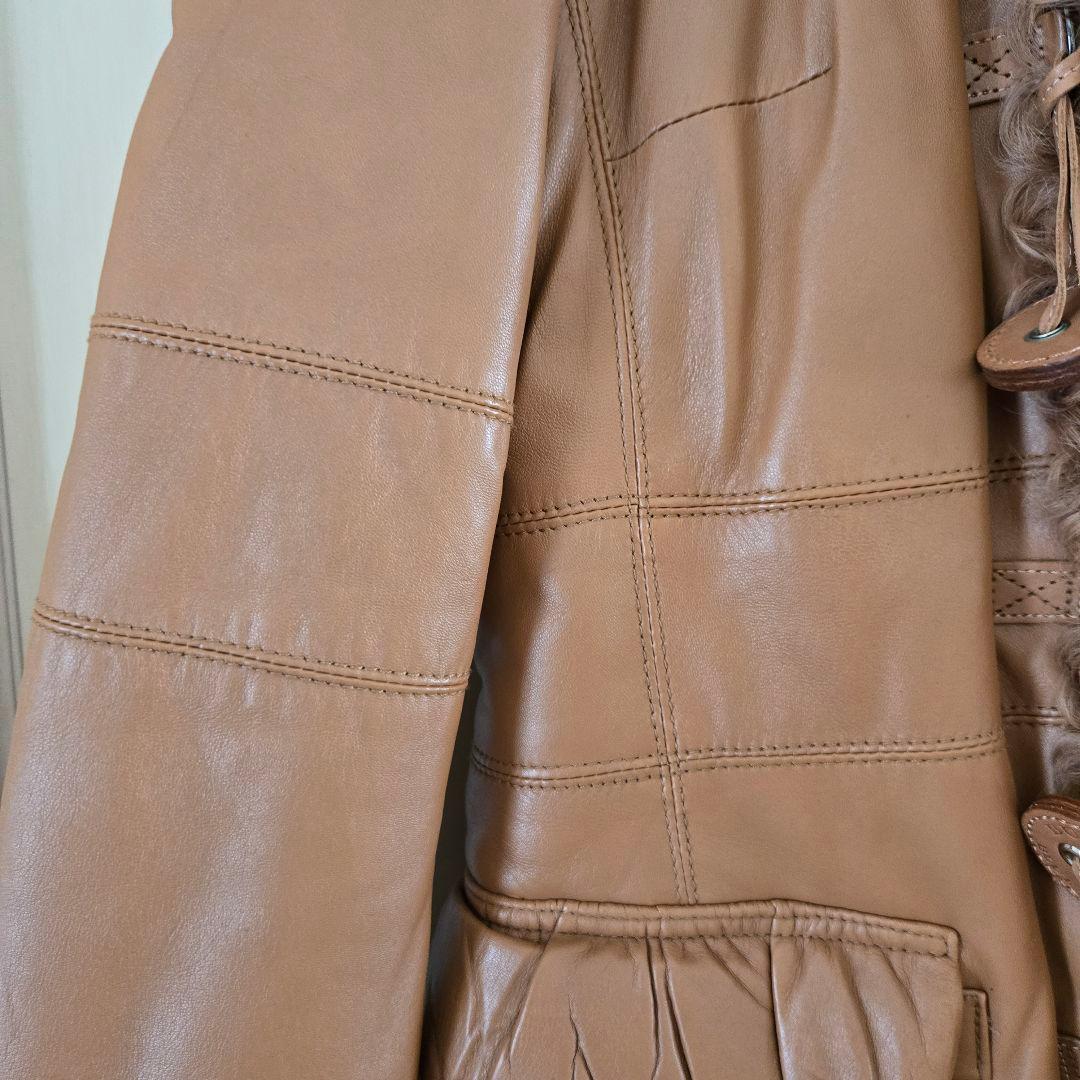 BURBERRY BLUE LABELラムレザー＆ファー ダッフルコート 38