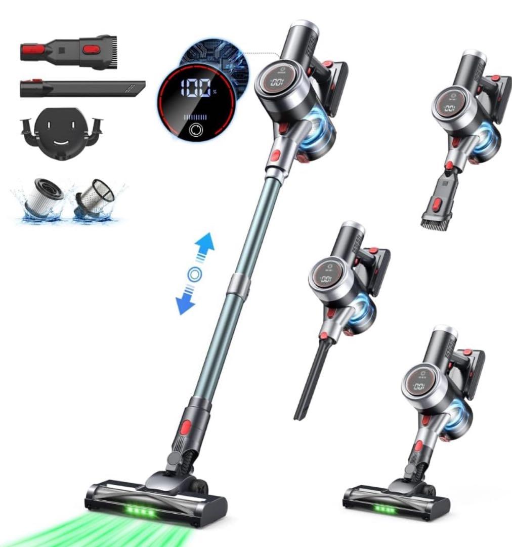 コードレス　掃除機　サイクロン式 550Ｗ 3段吸引　スティック掃除機　自立式