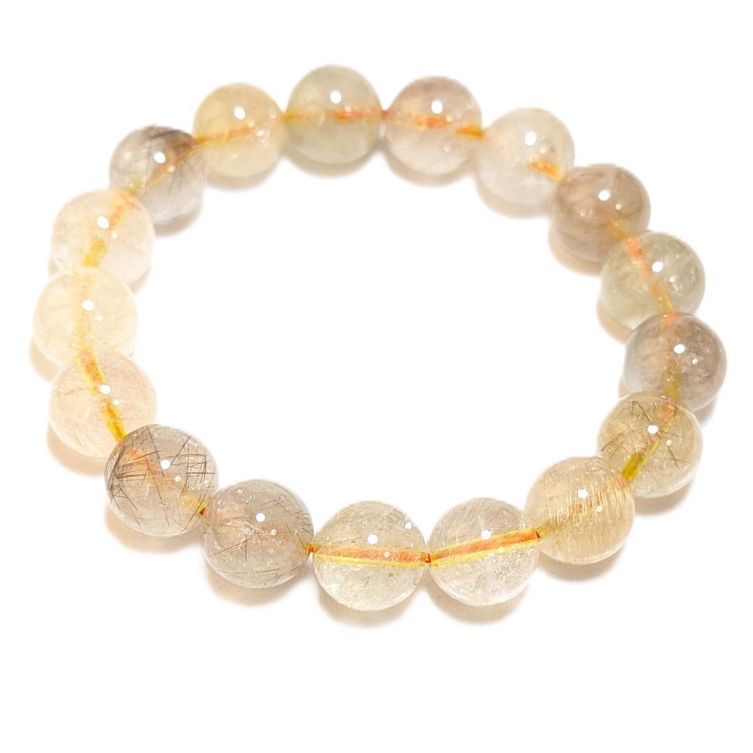 透明感重視 ゴールドルチルクォーツ ブレスレット 12ミリ 金針水晶 最強天然石