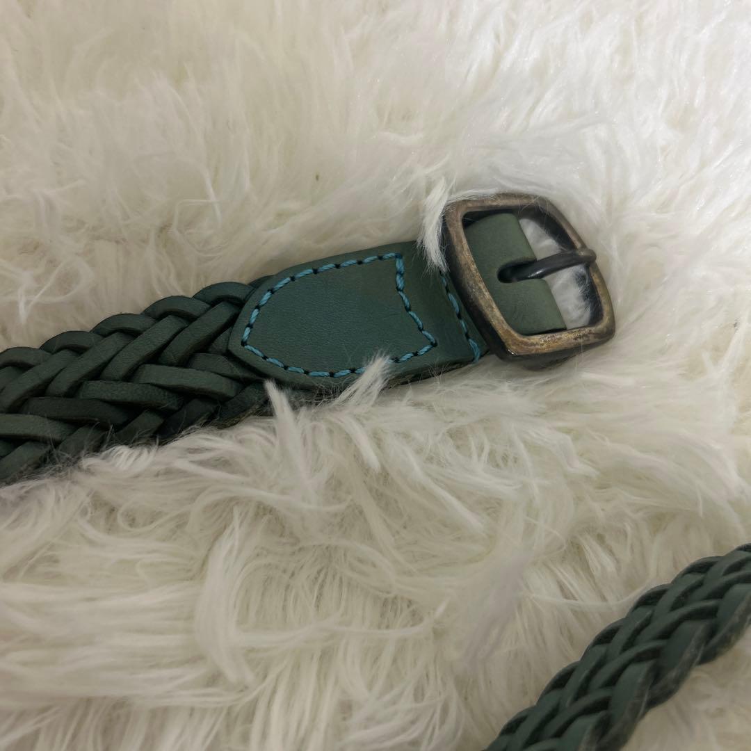 【希少】AKM メッシュベルト　レザー　グリーン