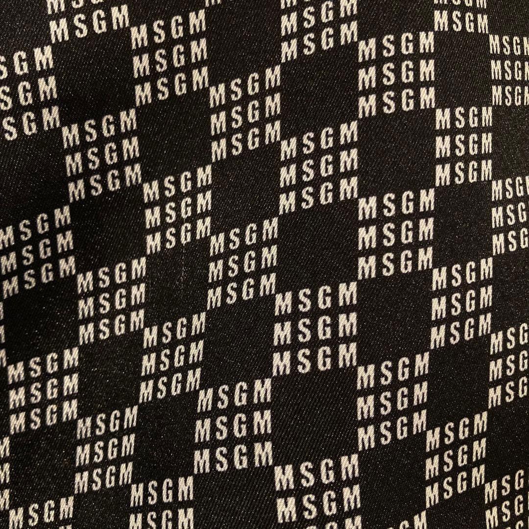 【美品】MSGM ウール スタジャン 総柄 オーバーサイズ M ネイビー