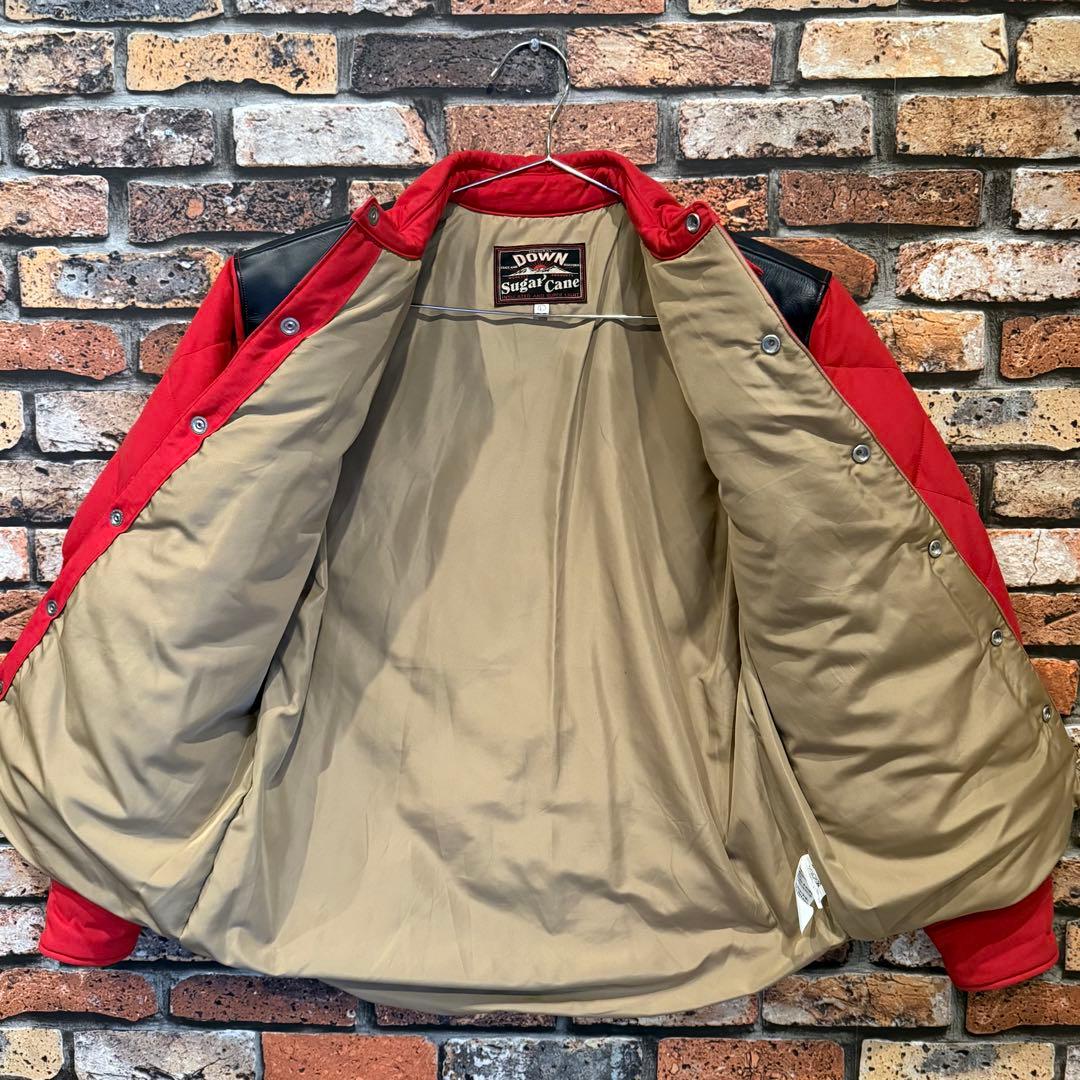 SUGAR CANE コットンニューロン　レザーヨーク　ダウンジャケット　レッド