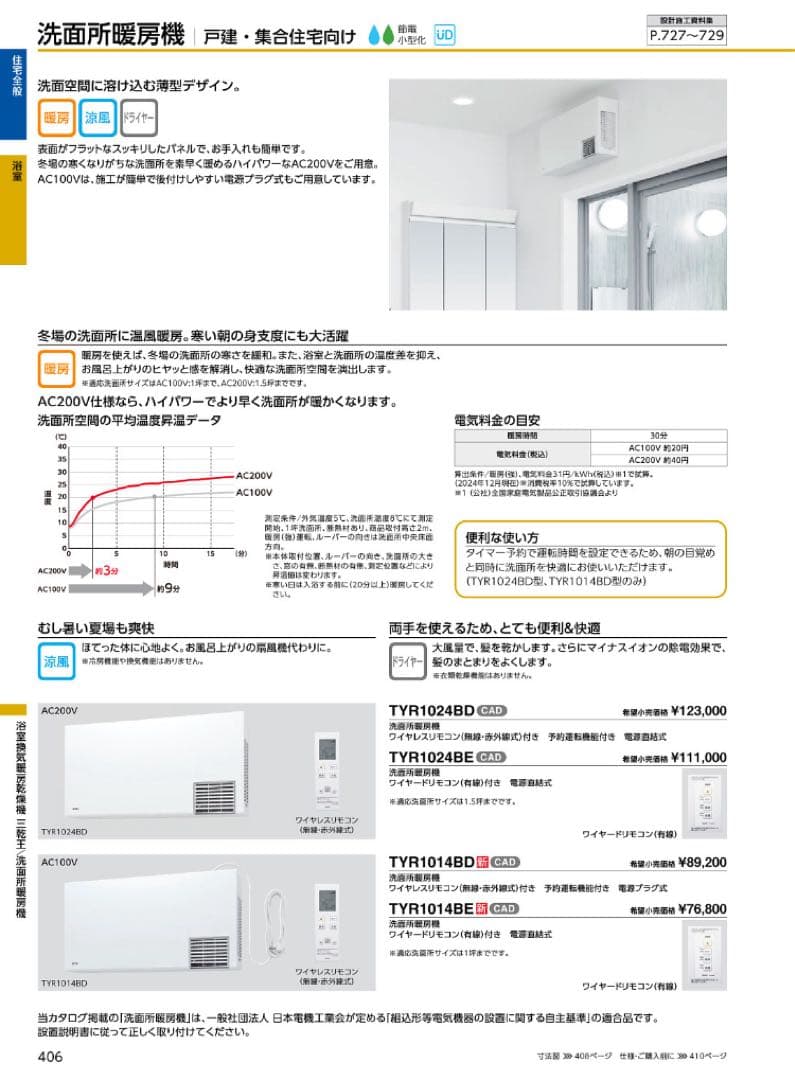 TOTO製　TYR1014BD洗面所暖房機