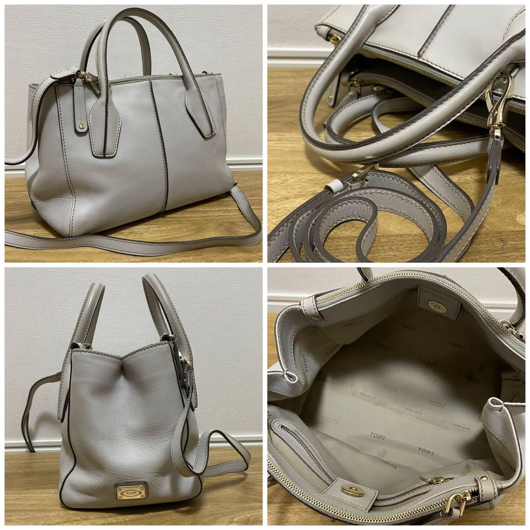 《美品》TOD’S （トッズ）レザー ハンドバッグ ライトグレー系