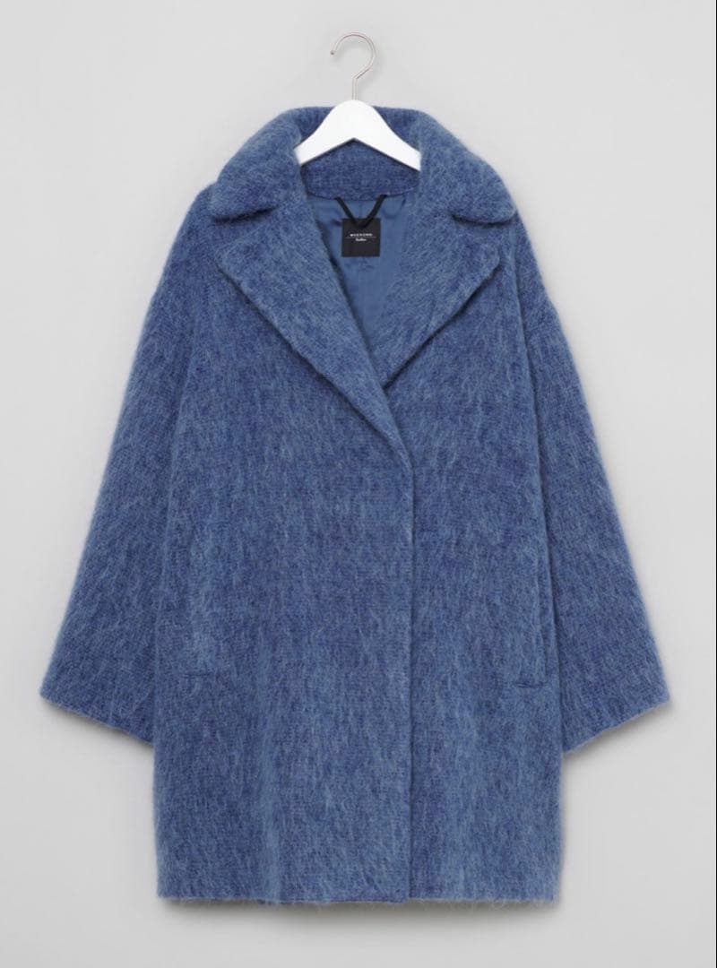 WEEKEND MAXMARA アルパカモヘアシャギーコート　青