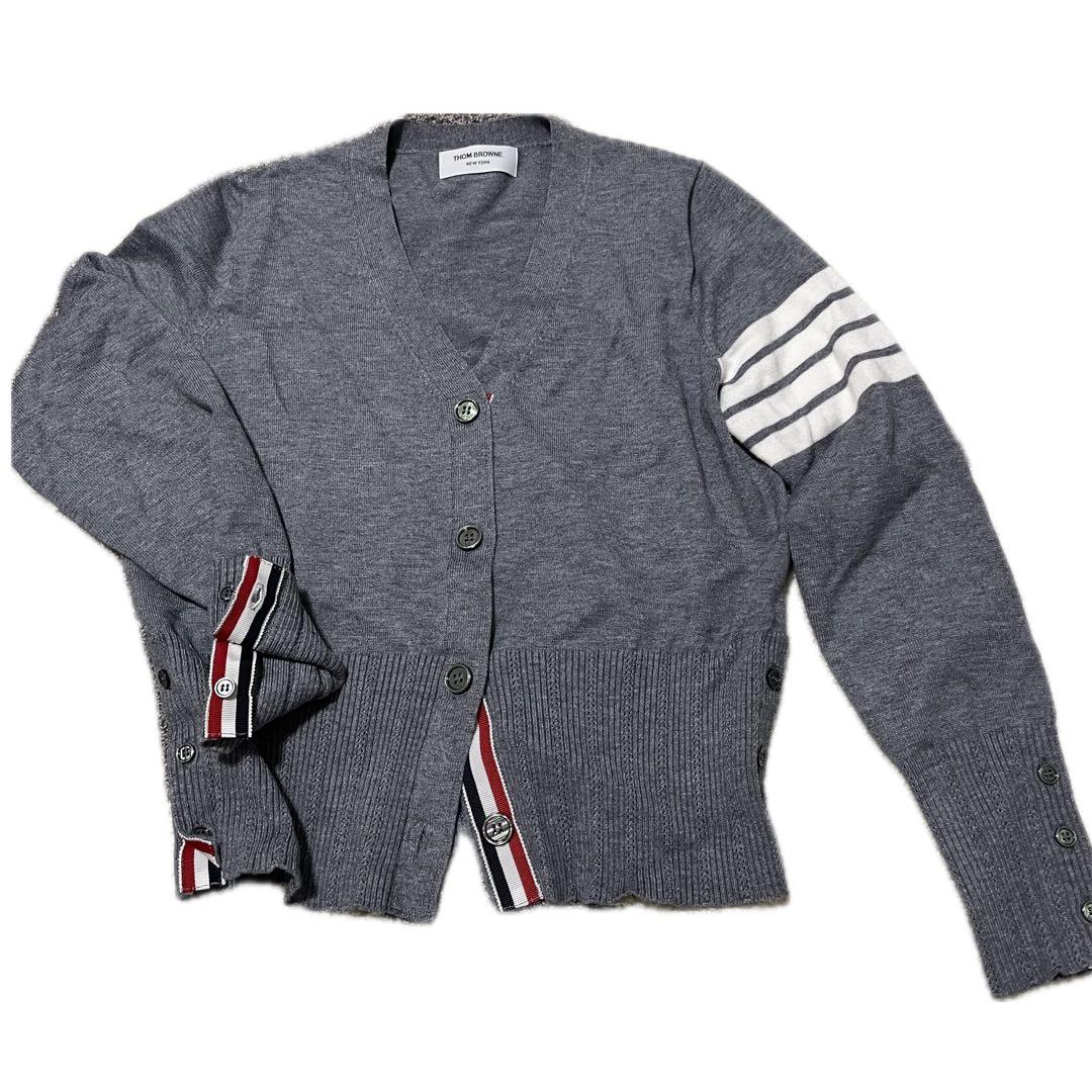 バイカラー　4本線　トリコロールカラー　カーディガン