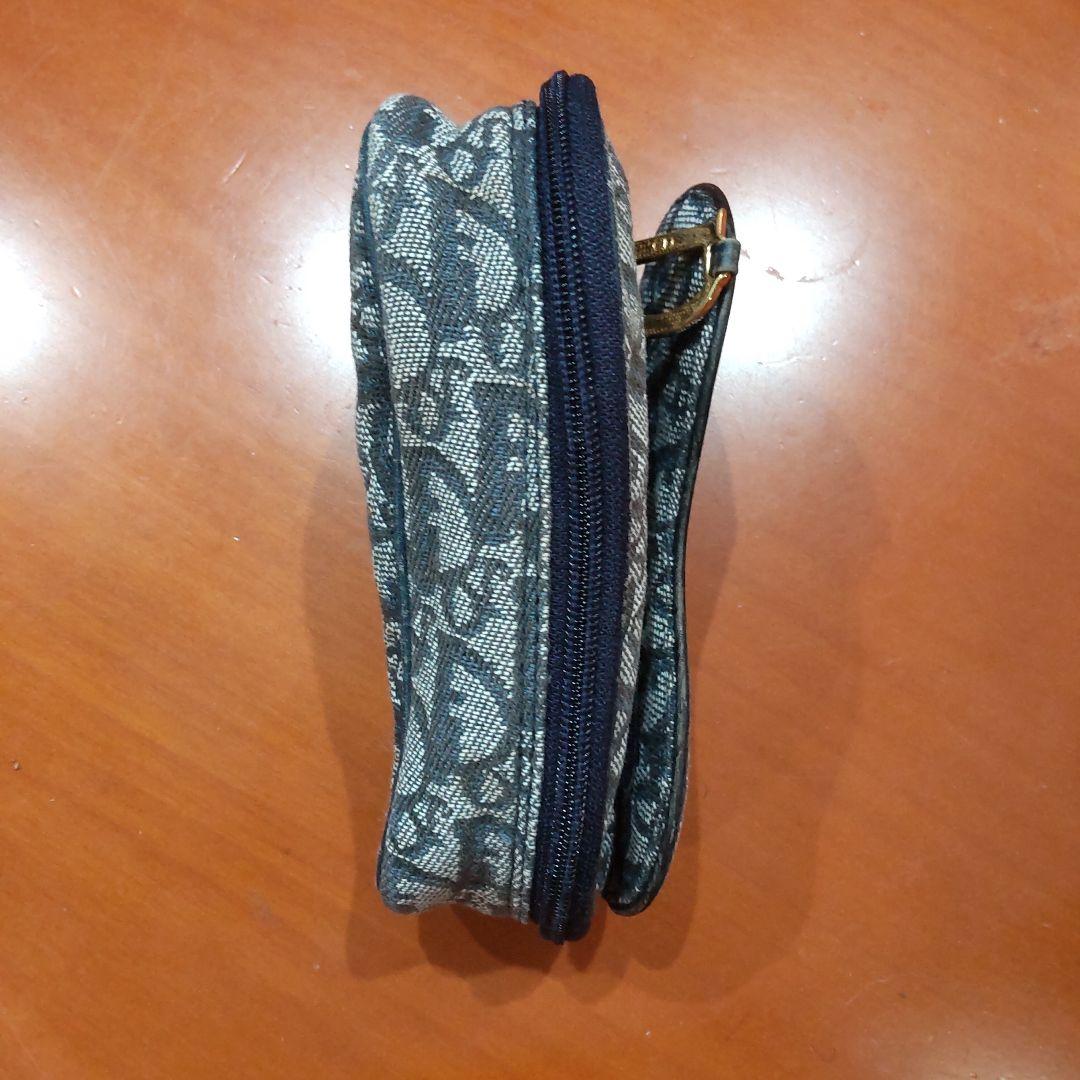 Dior ネイビー グレー キャンバス トロッター サドル ポーチ