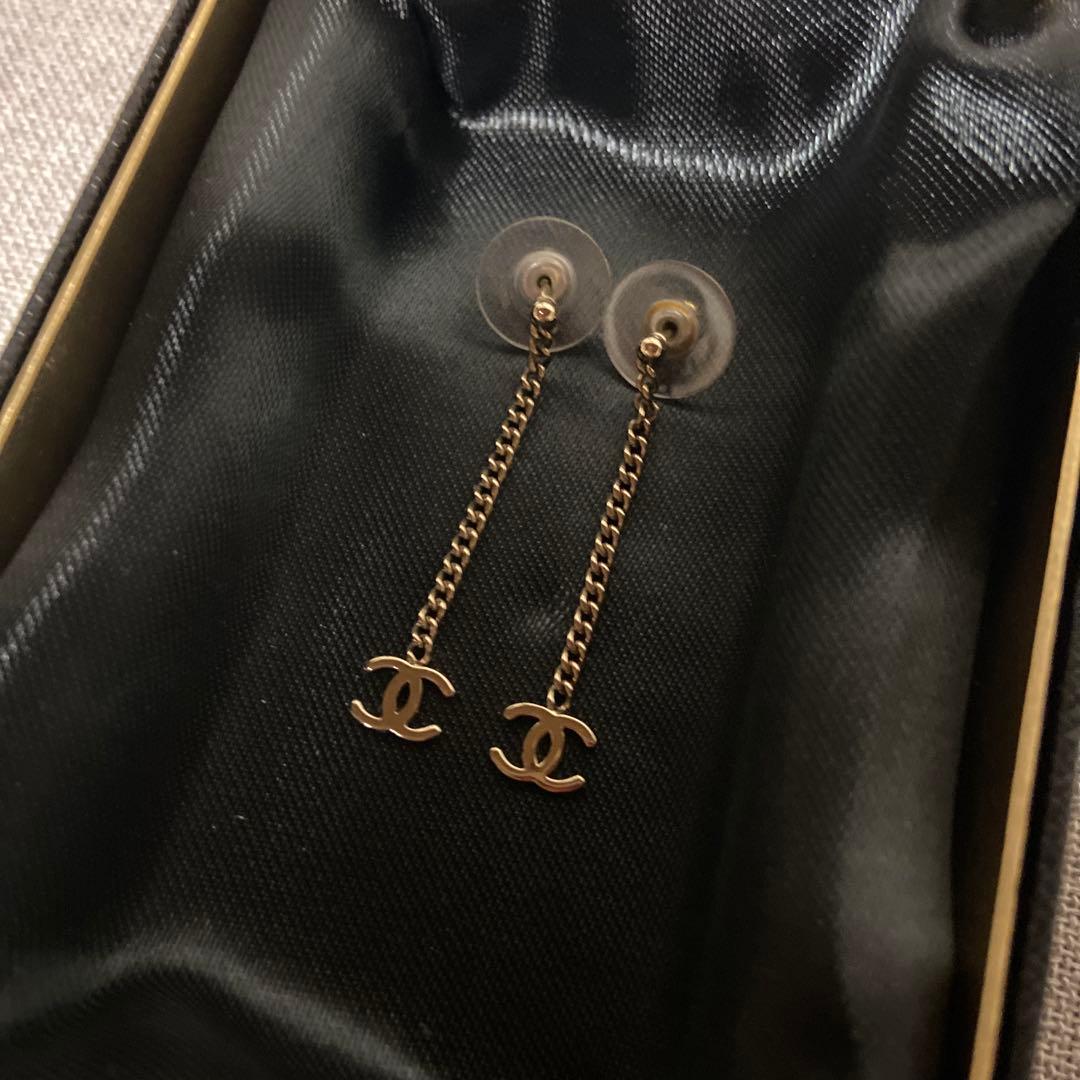 正規品 CHANEL ゴールドチェーンピアス　ヴィンテージ