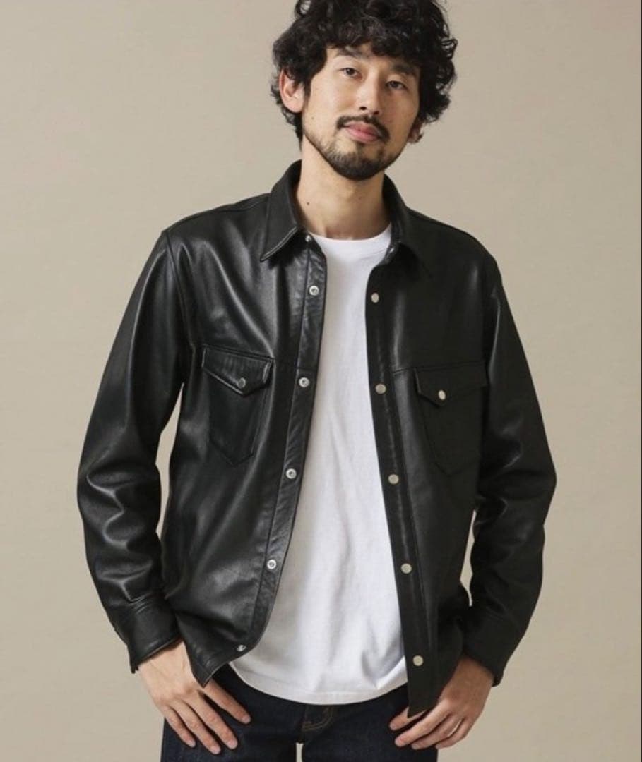 NANO universe シープレザー シャツジャケット