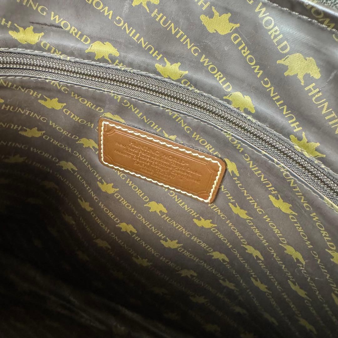 【美品】 HUNTING WORLD ブリーフケース 2WAY レザー カーキ