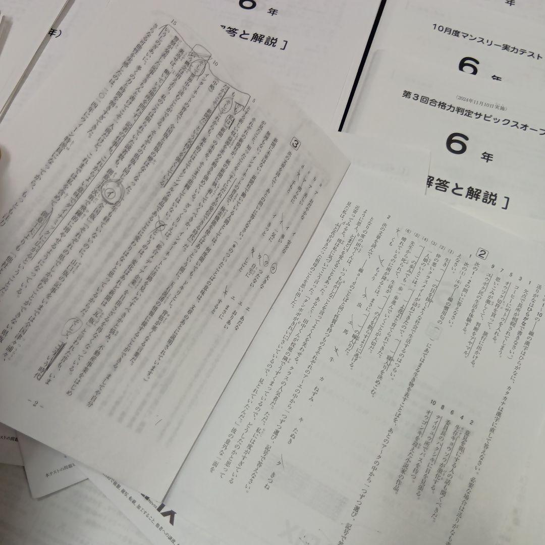 サピックス6年　2024年度版 マンスリーテスト17回　中古原本