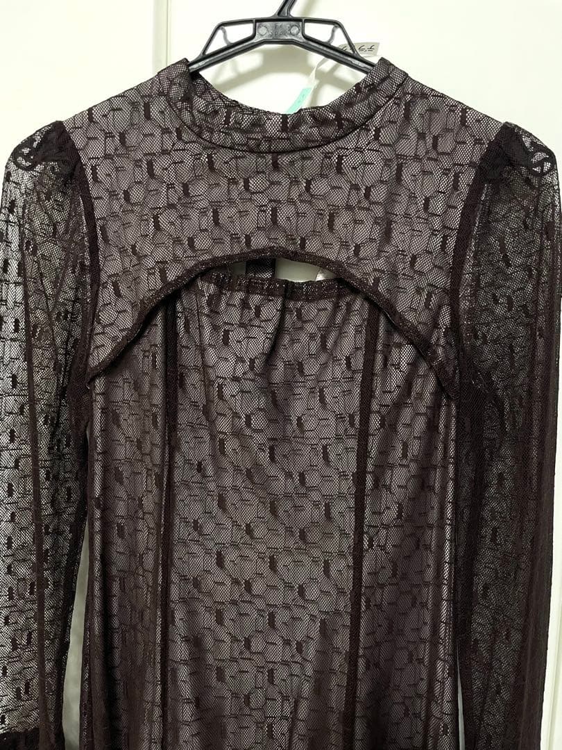 ANDRESD back open geometric dress ブラウン　S