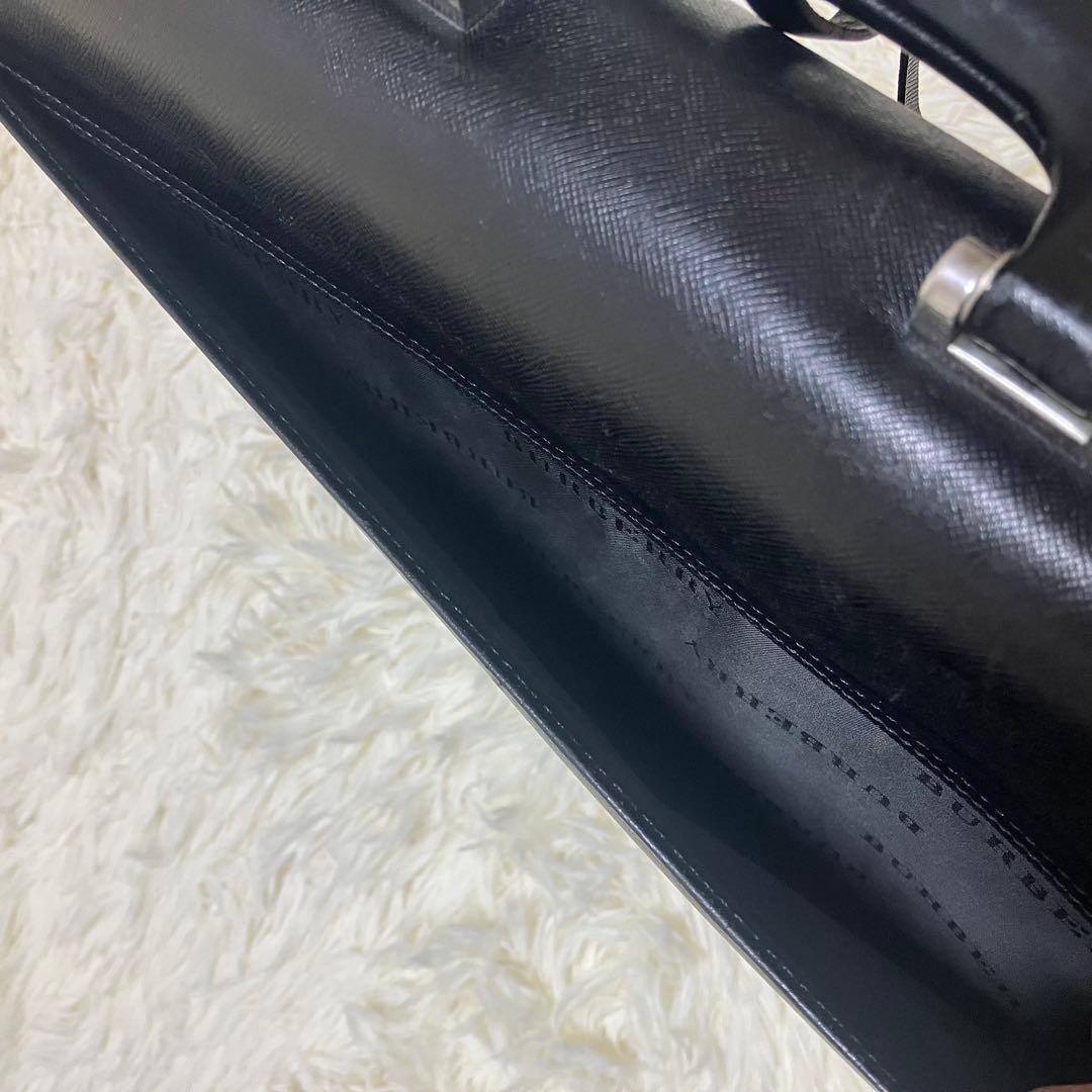 バーバリー ビジネスバッグ ブリーフケース サフィアーノレザー 鍵付き A4 黒