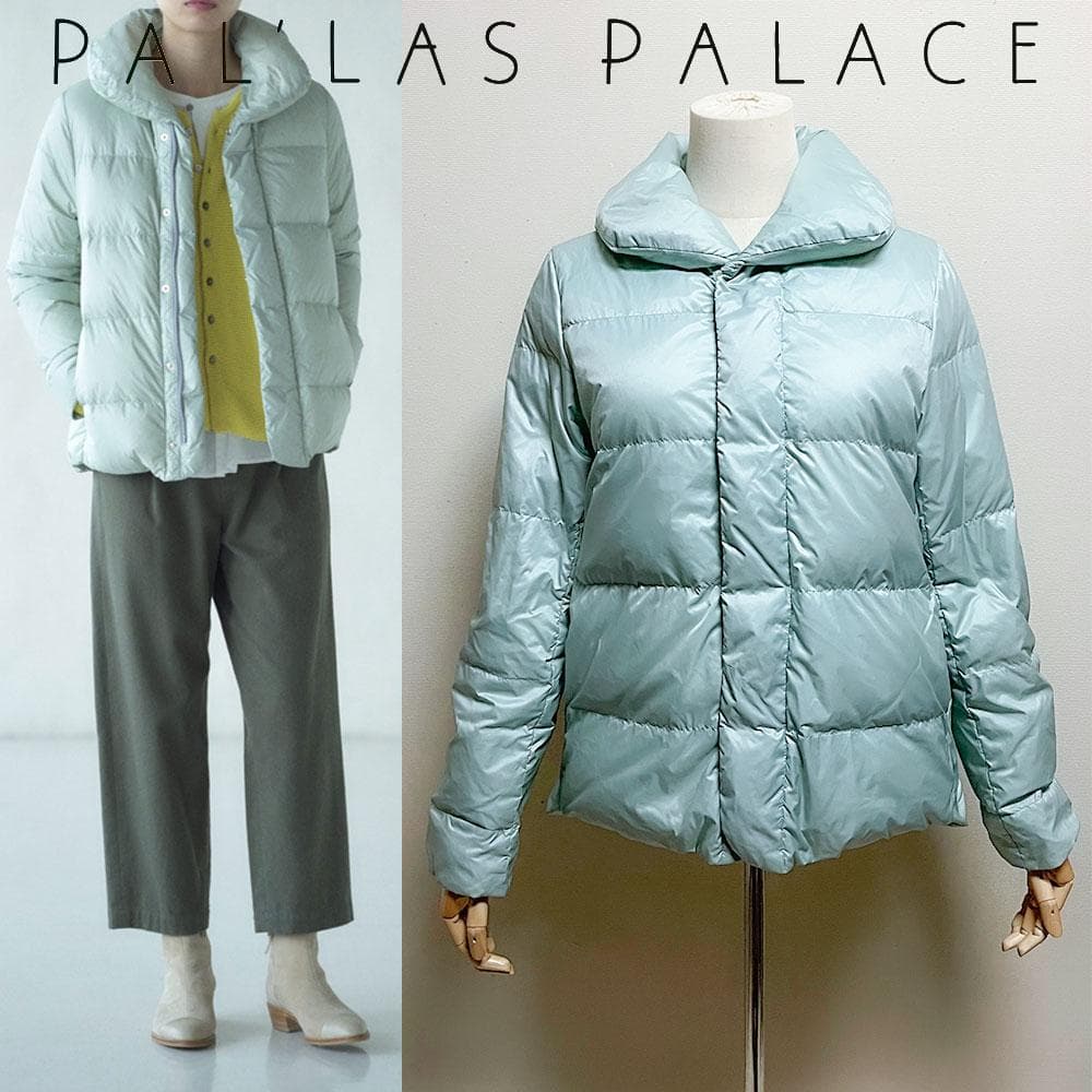 美品 パラスパレス 梅春 ダウン ジャケット ボリュームカラー ライトブルー
