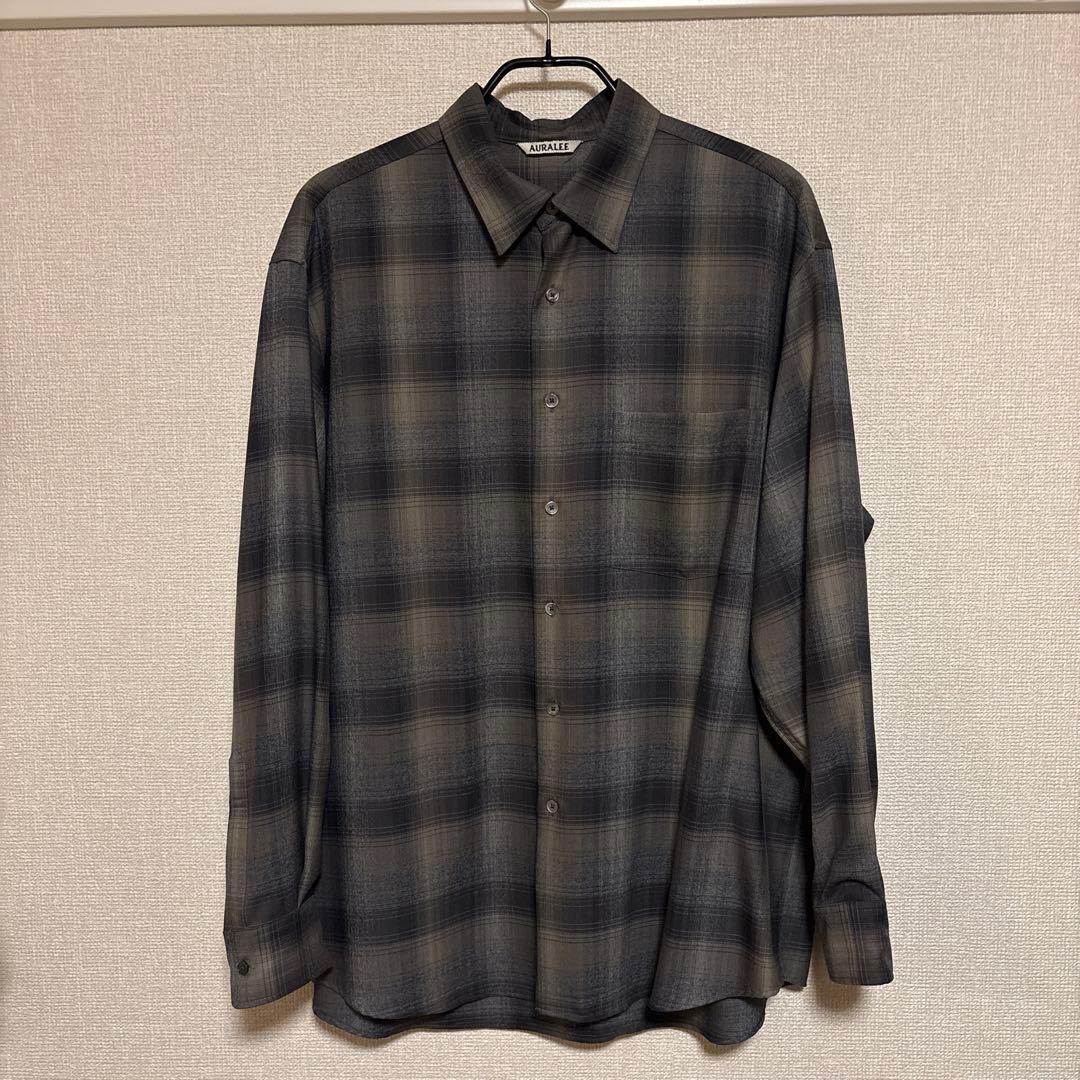 トップス AURALEE SUPER LIGHT WOOL CHECK SHIRT