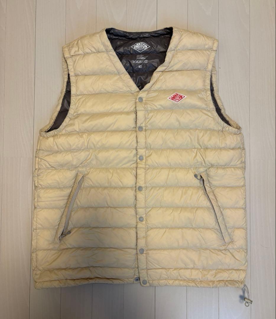 DANTON キルティングダウンベスト サイズ40 ベージュ