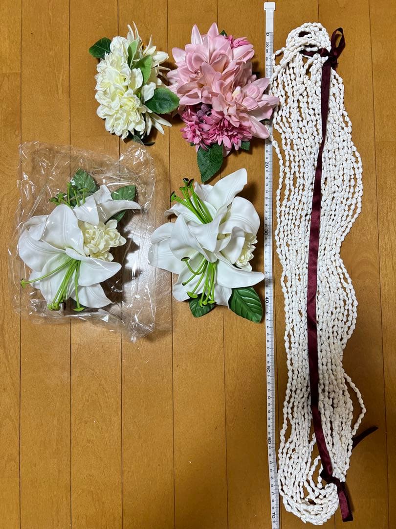 フラダンス　ウリウリ着脱式　プイリ　ドレス　レイ　髪飾り　パウ　ハット　セット