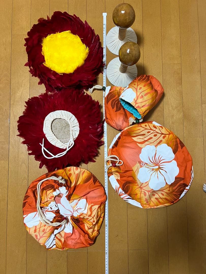 フラダンス　ウリウリ着脱式　プイリ　ドレス　レイ　髪飾り　パウ　ハット　セット