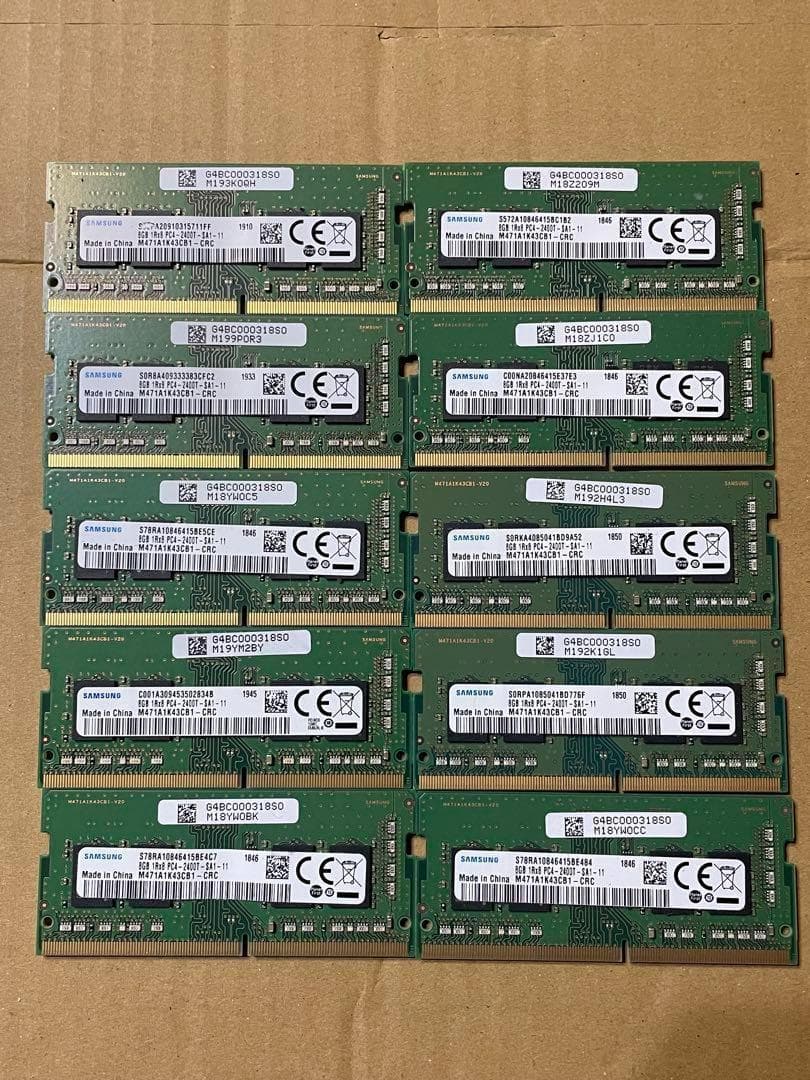 メモリー Samsung 8GB 1RX8 PC4-2400T-SA1-11 X 30