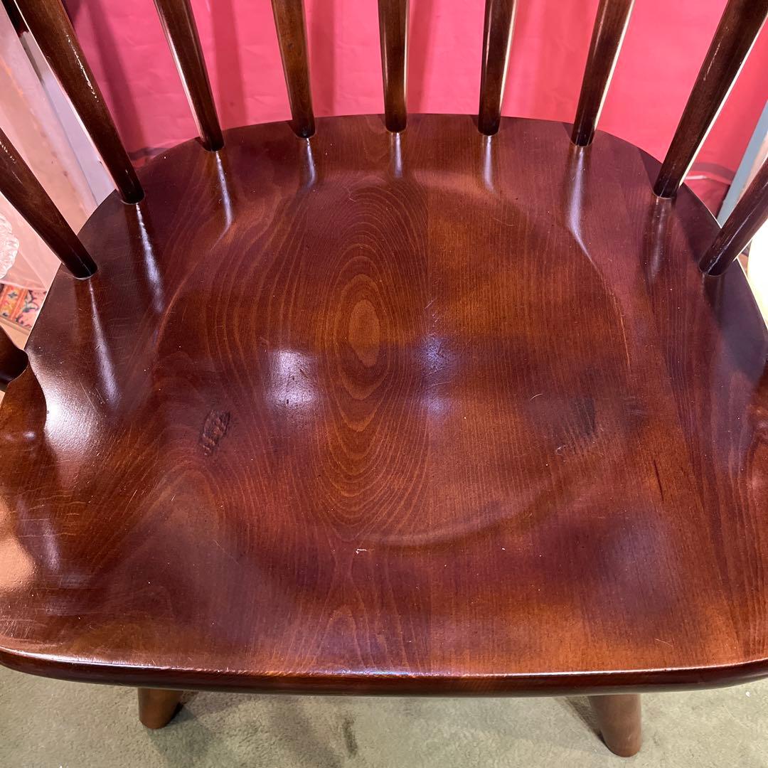 L４　オールドヴィンテージ 柏木工 ３６０度回転　ブナ無垢材　アームチェア