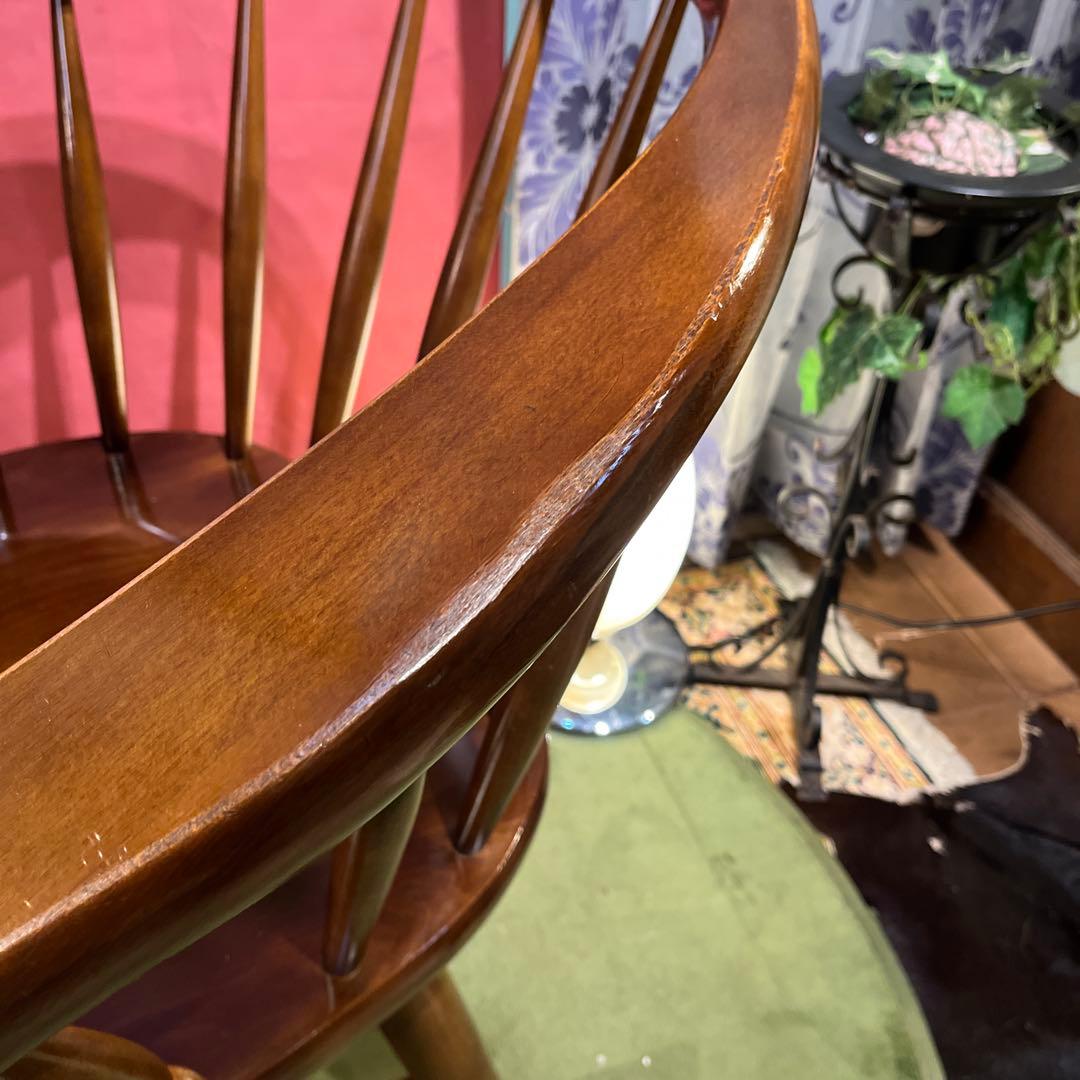 L４　オールドヴィンテージ 柏木工 ３６０度回転　ブナ無垢材　アームチェア