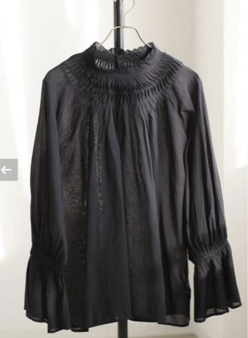 【タグ付】スピックアンドスパン　コットンボイルタックフリルブラウス