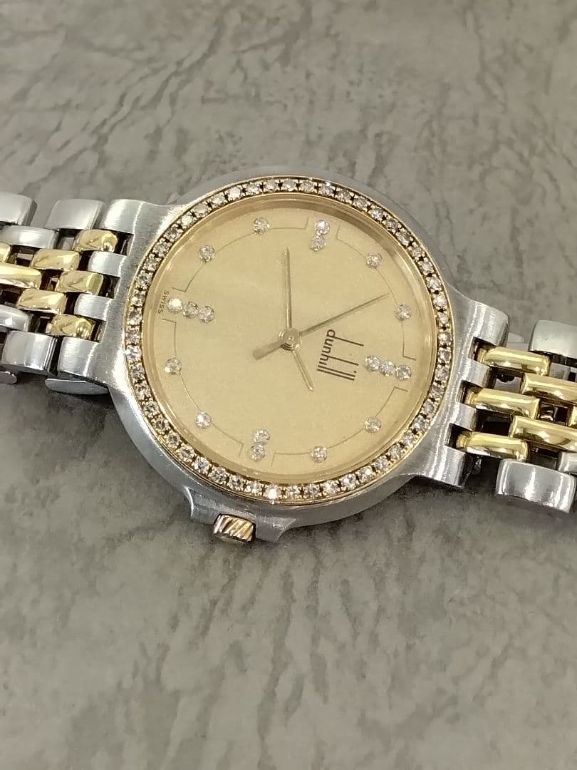 dunhill　Elite　K18/SSダイヤモンド腕時計　　中古品