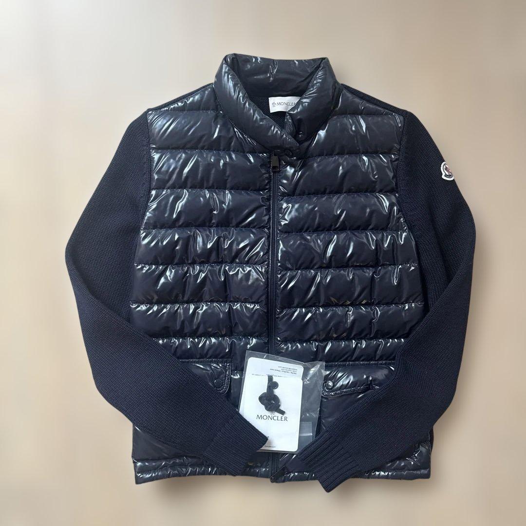 MONCLER　モンクレール　ニット切り替えダウンジャケット　ネイビーSサイズ
