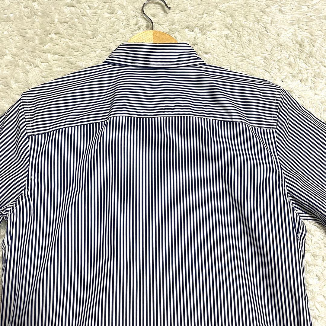 ローレンラルフローレン 現行 QRタグ ストライプ 長袖シャツ 青 刺繍ロゴ