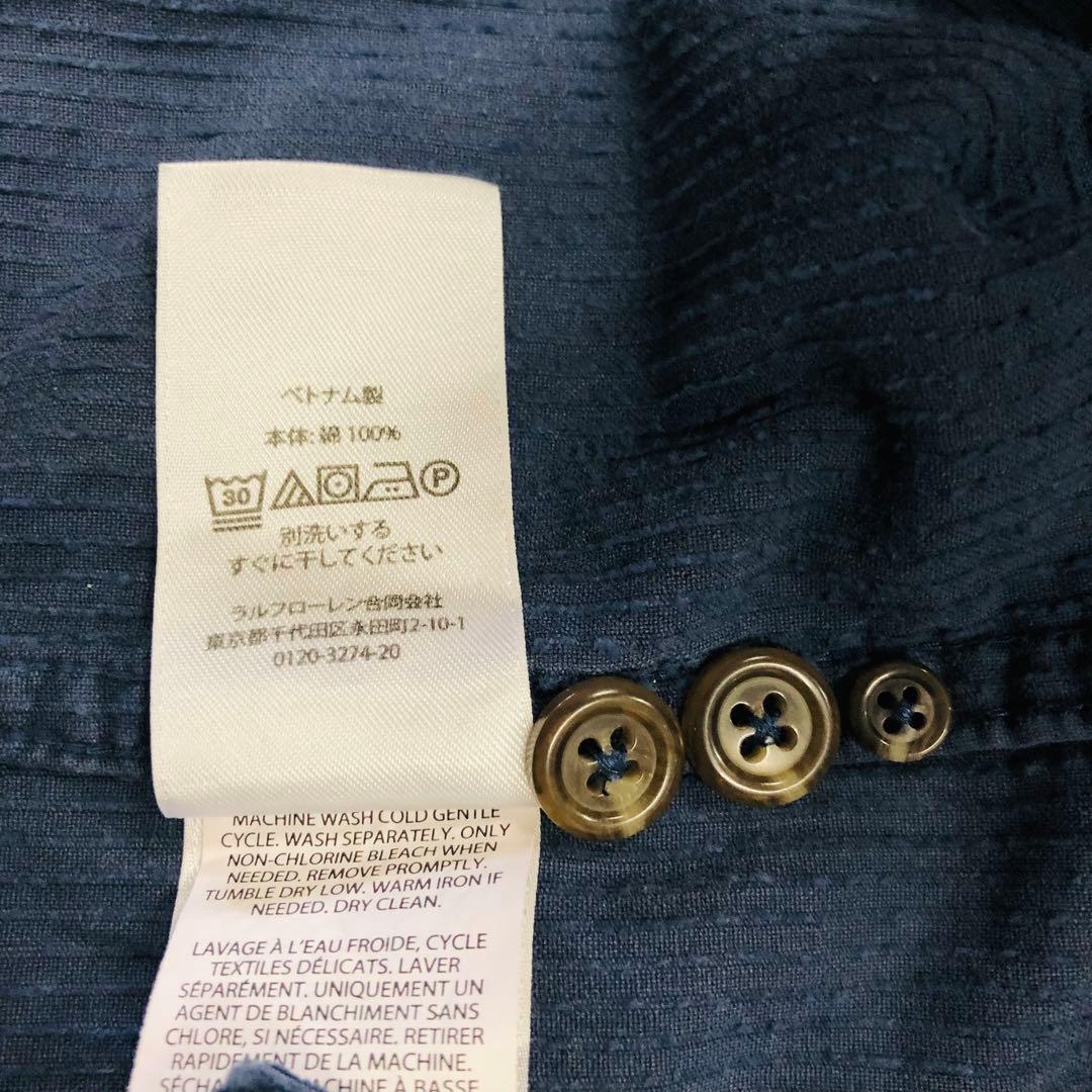 1557 ラルフローレン　コーデュロイ　シャツ　開襟　オープンカラー　ネイビー