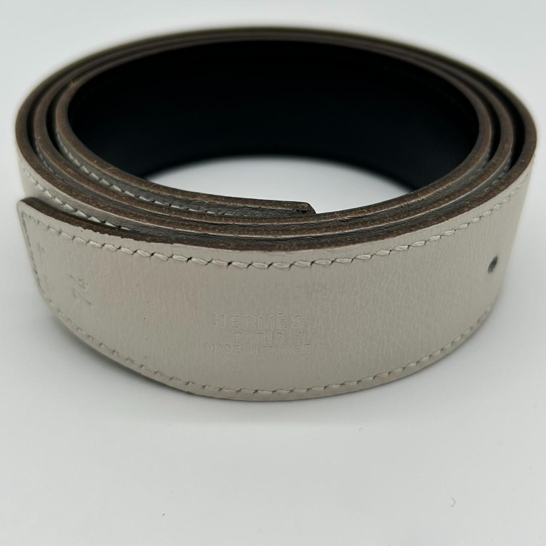 エルメス レザーベルト リバーシブル ホワイト ブラック　260119004